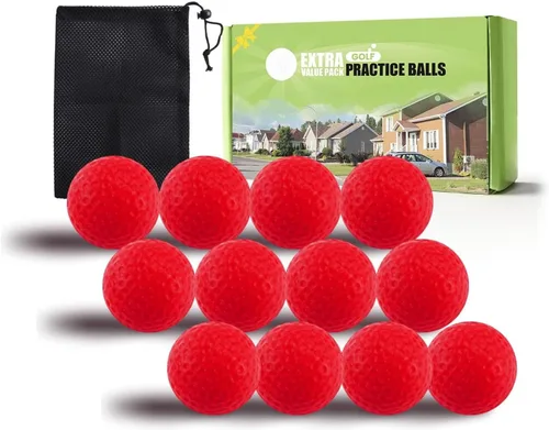 Miniatura 13 de FINGER TEN Pelotas de práctica de golf de espuma de colores, paquete de 12, 24, 50 unidades, pelota de golf ligera de vuelo limitado para interiores