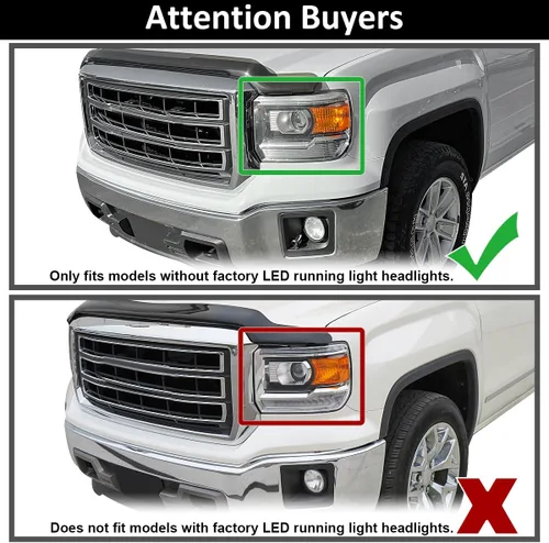 Miniatura 3 de SPEC-D TUNING Faros de proyector LED de tubo negro Compatible con 2014-2015 GMC Sierra 1500 2015-2019 2500HD 3500HD Ensamblaje de faros izquierdo +