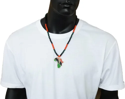 Miniatura 2 de Sartén ojo de Heru de color en ANKH, Ankh en África mapa colgante 6mm. 24" Multi collar de abalorio de madera en tono de oro