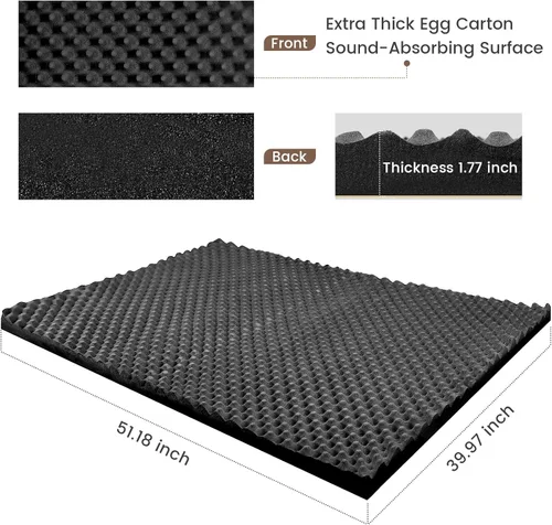 Miniatura 3 de Espuma de Aislamiento Acústico Autoadhesiva y Gruesa con Forma de Huevera, 13.99 pies cuadrados x 1.77 pulgadas de Grosor, 50+kg/m³, Resistente al