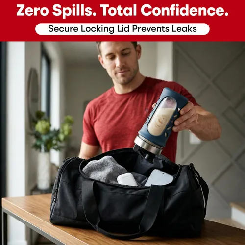 Miniatura 7 de Botella mezcladora de vidrio para mezclas y batidos de proteínas, 20 onzas, sin BPA, a prueba de fugas y duradera, botella mezcladora para gimnasio