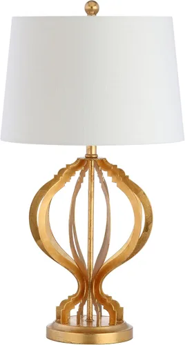 Miniatura 7 de JONATHAN Y JYL3025A - Lámpara de mesa LED de enrejado de metal de hoja dorada de 28.5 pulgadas, lámpara de noche de hierro contemporánea para sala
