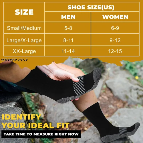 Miniatura 3 de FOOTPLUS Calcetines de compresión de cobre para senderismo, unisex, con suela acolchada y soporte de arco atlético, calcetines para correr