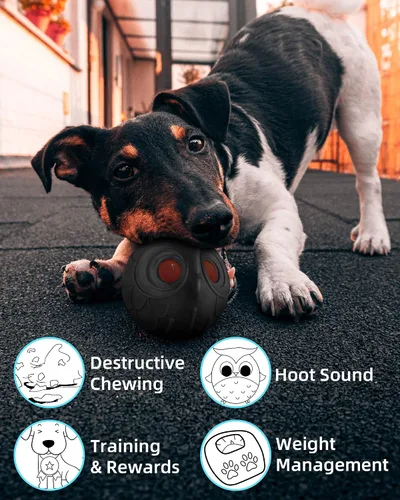 Miniatura 5 de Pelota Giggle para Perros Juguetes de Búho para Masticadores Agresivos Regalo para Perro Pelota de Goma Natural Búho Lindo Hoot Perro Mediano Grande