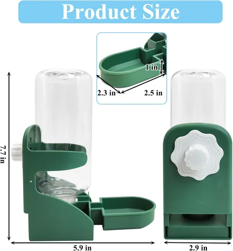 Miniatura 2 de kathson Dispensador de agua de conejo para jaula de 17 onzas, botella de agua colgante de conejillo de indias, sin goteo, botella de agua automática