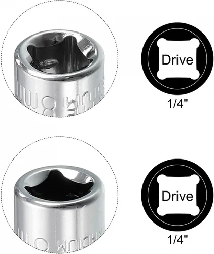 Miniatura 4 de uxcell Juego de 4 llaves de vaso de 0.315 pulgadas (0.315 in) poco profundas y profundas, métricas de 6 puntos, acero CR-V