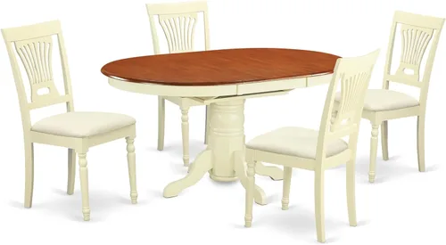 Miniatura 9 de East West Furniture AVPL5-BCH-W - Juego de mesa de cocina de 5 piezas para 4 personas, incluye una mesa de comedor ovalada con hoja de mariposa y 4