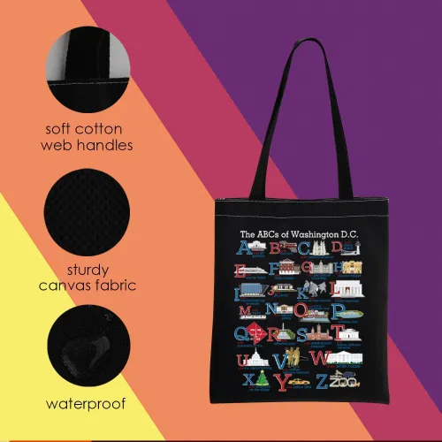 Miniatura 9 de MNIGIU Washington DC Alphabets Tote Bag Washington DC Souvenir Gift Washington DC Welcome Bag