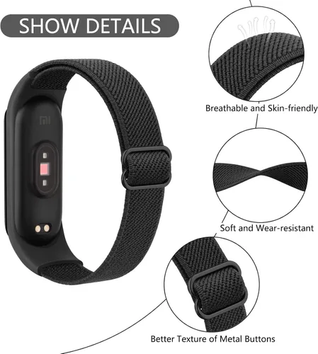 Miniatura 2 de Wanme Bandas para Amazfit Band 5 correas de repuesto para mujeres y hombres, paquete de 2 correas deportivas elásticas suaves compatibles