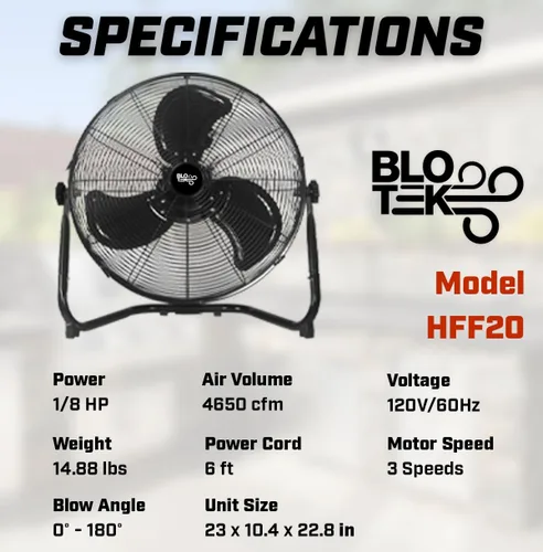 Miniatura 4 de El ventilador de piso de 20" y el soporte de pared ofrecen un flujo de aire de alta velocidad para un motor de aire, garajes, hogares o lugares