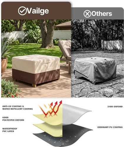 Miniatura 5 de Vailge - Funda de taburete para patio, impermeable, resistente, con asas acolchadas; ideal como cubierta para mesa auxiliar de patio, cubierta