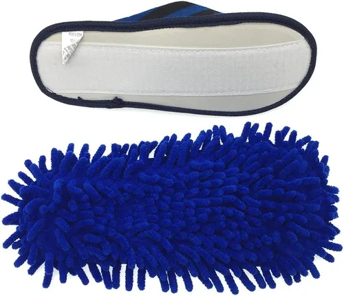 Miniatura 5 de Selric Cozy Washable Dust Mop Slippers Stripe Closed Toe, Multi-sizes Multi-Colors Available, Chenille Fibre Detachable Mop Soles, Indoor House