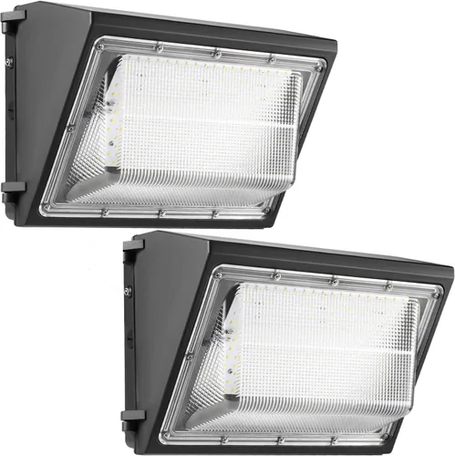 Paquete de 2 lámparas LED de pared de 120 W del anochecer al amanecer, 15600LM 600-800W equivalente a HPS/HID, iluminación de seguridad al aire