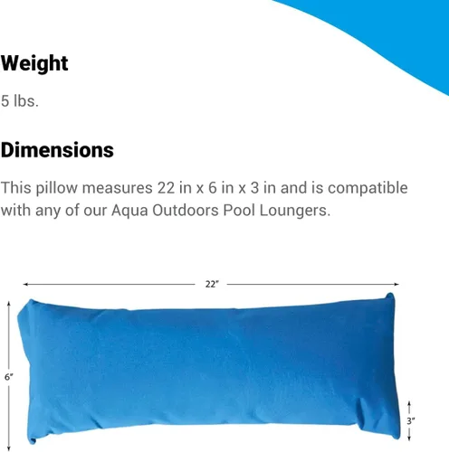 Miniatura 5 de Aqua Outdoors - Almohada para reposacabezas para tumbona de piscina, cojín para tumbona de agua, ideal para broncearse en repisa baja o terraza