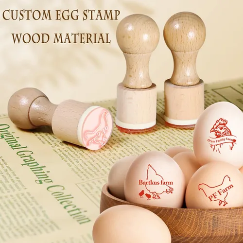 Miniatura 3 de Sellos de huevos personalizados para sellos de huevos frescos Sellos de madera personalizados de huevo de pollo con diseños únicos, marcado