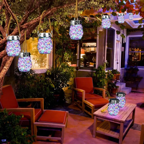 Miniatura 3 de Linterna solar, luces solares colgantes para exteriores, impermeables, paquete de 2, 60 faroles LED mejorados, decoración para exteriores