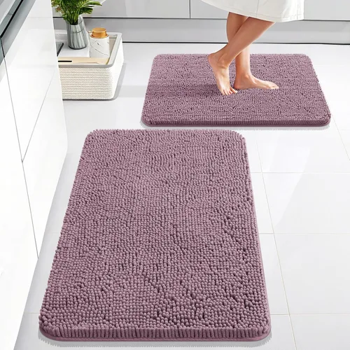 Miniatura 33 de OLANLY Juego de alfombras de baño de 2 piezas, alfombras de baño de chenilla suave y absorbente y alfombra de contorno en forma de U para inodoro