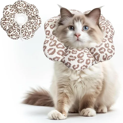 Miniatura 14 de ComSaf Collar de cono para gato, suave, protector ajustable para evitar lamer después de la cirugía, cómodo y ligero collar isabelino para gatito