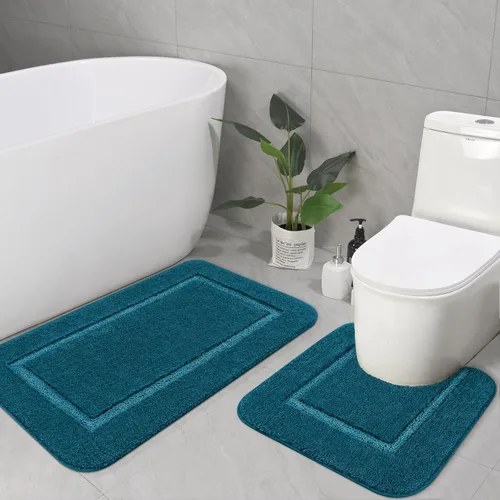 Miniatura 18 de LOCHAS Juego de Alfombras de Baño Beige, Juego de Alfombras de Baño Suaves de 2 Piezas, Tapete de Inodoro en Forma de U de 20x20 y Alfombras de Baño