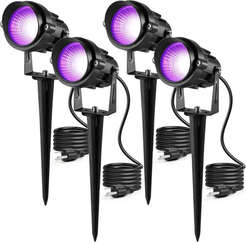 Luces LED negras de Halloween de 12 W, focos de luz negra para exteriores con enchufe de EE. UU., IP66, impermeable, para fiestas de baile,