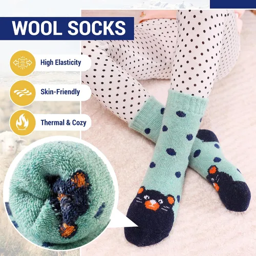 Miniatura 105 de Eocom 6 pares de calcetines de invierno cálidos de lana para niños y niñas