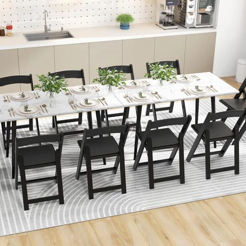Miniatura 7 de Giantex Juego de 4 sillas plegables, sillas de comedor de madera, sillas plegables acolchadas con respaldo, sillas laterales apilables
