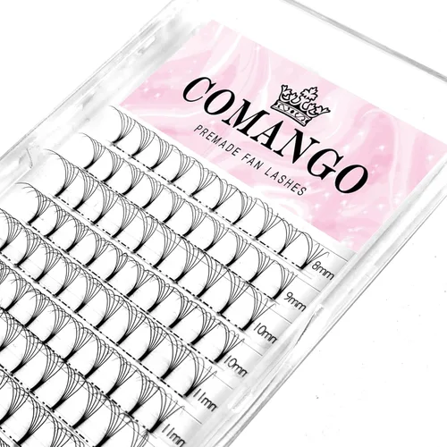 Miniatura 50 de CoMango Extensiones de pestañas de volumen 3D/4D/5D/6D/10D, grosor de 0.003 in, rizo C/D, tallo corto de 0.315-0.591 in, extensiones de pestañas