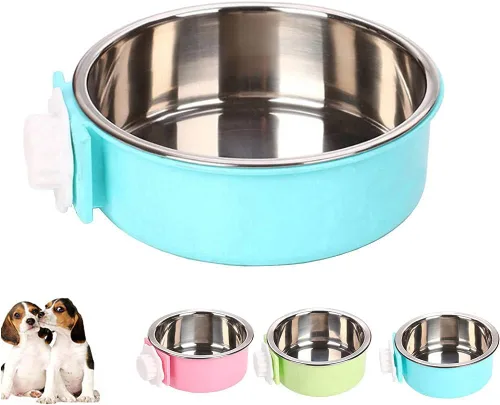 Miniatura 16 de Love Dream Cuencos colgantes para perros y gatos, comedero de agua para alimentos y alimentos con cuencos extraíbles de acero inoxidable y soporte