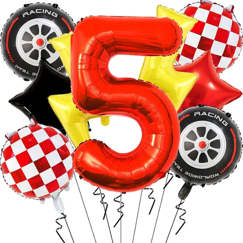 Miniatura 9 de 6 globos de carreras para decoración de fiesta de cumpleaños, globos de semáforo de 32 pulgadas para suministros de fiesta de cumpleaños