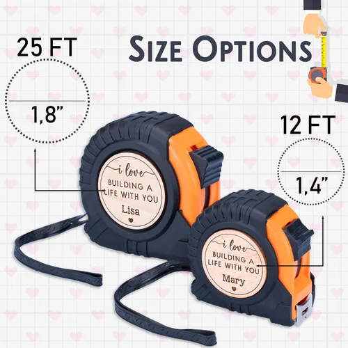 Miniatura 2 de Regalos del día de San Valentín para novio, cinta métrica personalizada para novio, marido, hombres, I Love Building Life with You, 12 pies o 25