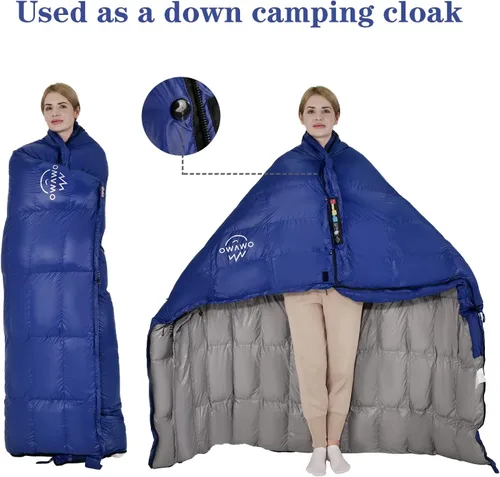 Miniatura 4 de 0 20 Degrees F Down Sleeping Bag for Adults,4 Season Rectangle Down Sleeping Bag for Camping Hiking Azul oscuro/Cremallera derecha