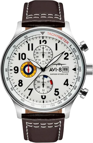 Miniatura 24 de Reloj analógico AV-4011 Hawker Hurricane, con mecanismo de cuarzo japonés, con correa de piel, de AVI-8