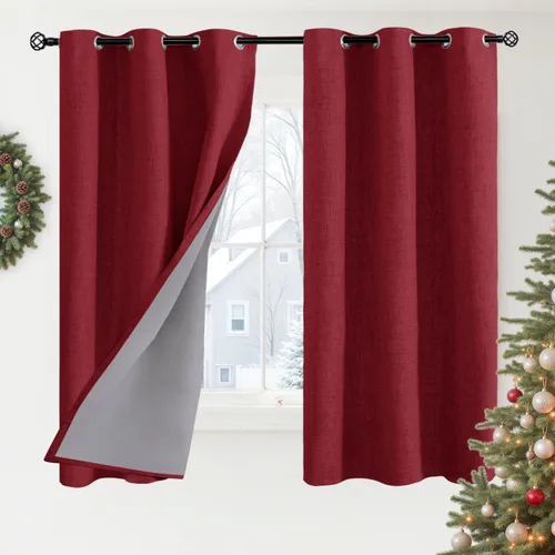 Miniatura 130 de YoungsTex - Cortinas opacas de lino para dormitorio, oscurecimiento de la habitación, cortinas con textura de lino, paneles con aislamiento térmico