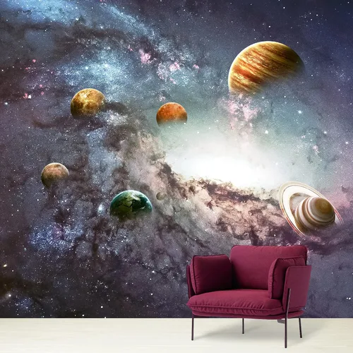 Miniatura 48 de NWT Calcomanía removible para pared, diseño de nube galáctica, estrella, nebulosa, fantasía, ciencia ficción, astronomía y arte espacial, arte