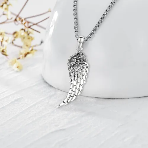 Miniatura 34 de Collar de alas de ángel de plata de ley 925, ángel de la guarda, enfermera RN caduceo, dije de ángel de cristal, joyería de regalo para mujer