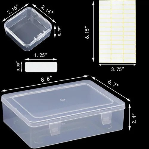 Miniatura 7 de Caja organizadora de cuentas, 28 recipientes pequeños de plástico transparente, 1 caja organizadora grande de manualidades, 1 etiqueta de hoja