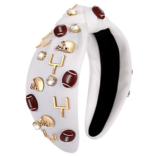 Miniatura 17 de Diadema de fútbol para mujer, accesorios de fútbol con cuentas de diamantes de imitación, diadema anudada con cristales adornados para el día