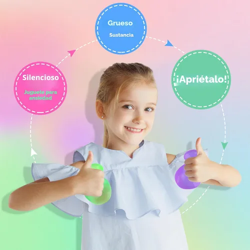 Miniatura 2 de Paquete de 4 cubos de juguete antiestrés para aliviar la ansiedad y el estrés con sustancia gruesa, juguetes antiestrés para el aula, bolas