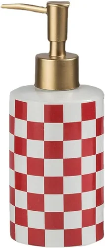 Miniatura 8 de Dispensador de jabón de cerámica a cuadros con bomba mate dorada a prueba de óxido, dispensador de jabón decorativo para baño o cocina