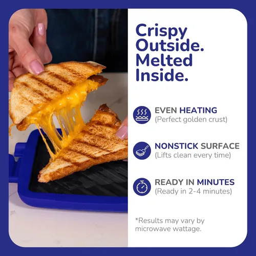Miniatura 2 de Sandwichera clásica para microondas, parrilla para microondas, tostadora, sándwiches de queso a la parrilla de 3 minutos, cubierta de silicona Azul