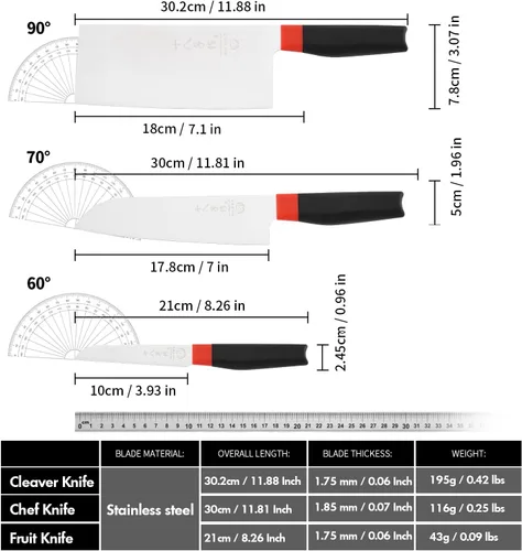 Miniatura 3 de Juego de cuchillos de cocina SHI BA ZI ZUO, cuchillo de carne, cuchillo de chef, cuchillo santoku profesional con mango de diseño ergonómico