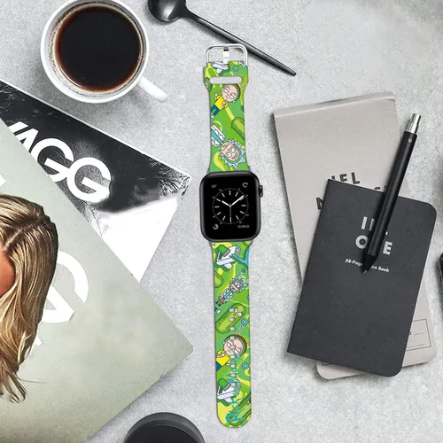 Miniatura 7 de Compatible con Apple Watch Band Rick and Morty de 1.929 in/1.811 in/1.772 in/1.732 in/1.654 in (Serie 3 2 1) Correa mágica de silicona suave
