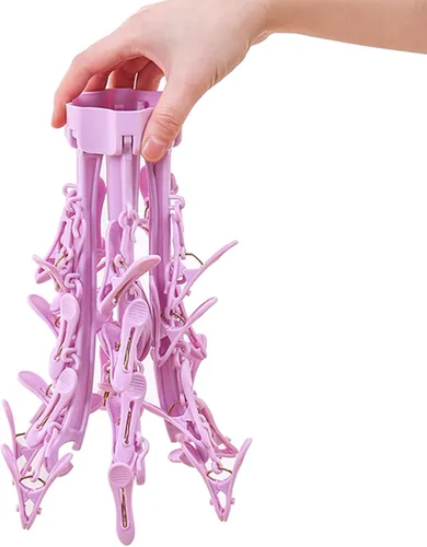 Miniatura 7 de Estante de secado plegable BONYCUST con 24 clips para secar calcetines, lencería, ropa de bebé, toallas. Estante giratorio para calcetines 2 piezas