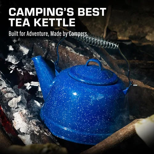 Miniatura 6 de COLETTI Estufa clásica de té para acampar, hervidor de viaje, tetera compacta para estufa, revestimiento de esmalte importado alemán resistente a