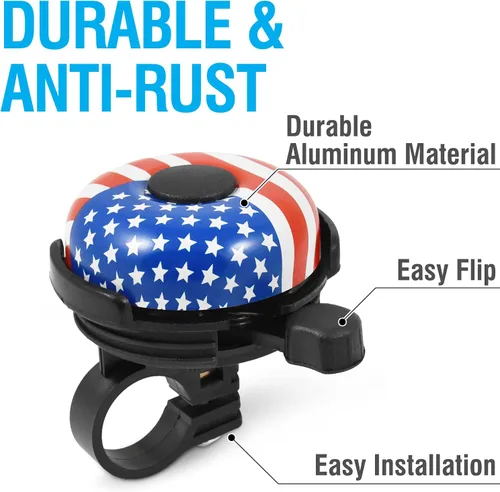 Miniatura 4 de MARQUE Campana de Bicicleta para Adultos y Niños – Bonito, Fuerte y Claro Sonido de Timbre de Bicicleta – Accesorios Esenciales para Bicicleta