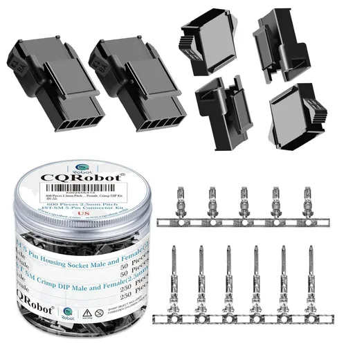 Miniatura 112 de CQRobot JST EL 4.5 mm de paso 2 pines conector electrónico IC macho, enchufes hembra carcasa y kit de terminales de crimpado en T macho/hembra. 50