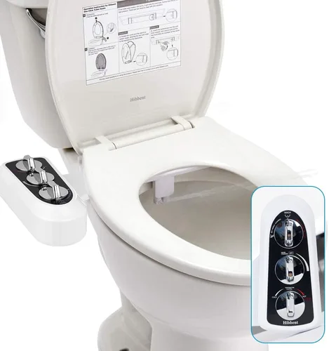 Hibbent Accesorio de bidé para inodoro con boquilla doble autolimpiante, rociador de agua fría y caliente, asiento de inodoro mecánico no eléctrico,