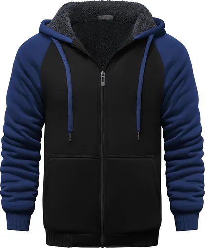 Miniatura 11 de GEEK LIGHTING Sudadera con capucha y cremallera para hombre, forro polar, chaqueta gruesa con capucha para invierno, cálida sudadera atlética