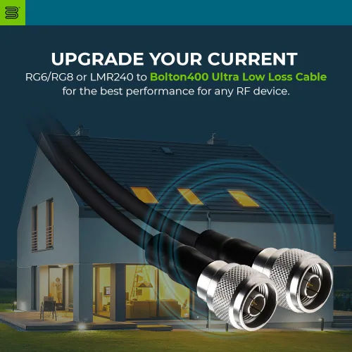 Miniatura 2 de Cable Bolton400 (BT512457) - Cable coaxial equivalente LMR®400 de 2 pies - Cable coaxial de pérdida ultra baja de alta resistencia de 50 ohmios - N