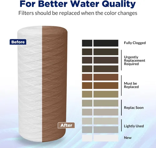 Miniatura 6 de Membrane Solutions Cartucho de repuesto de filtro de agua universal para toda la casa, 5 micrones, 10 x 4.5 pulgadas, para agua de pozo, paquete de 3